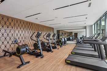Fitness center with toning machines and treadmills